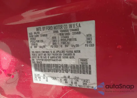 2002 Ford Ranger Xl/Xlt from USA, damaged, VIN 1FTYR10D22TA65144